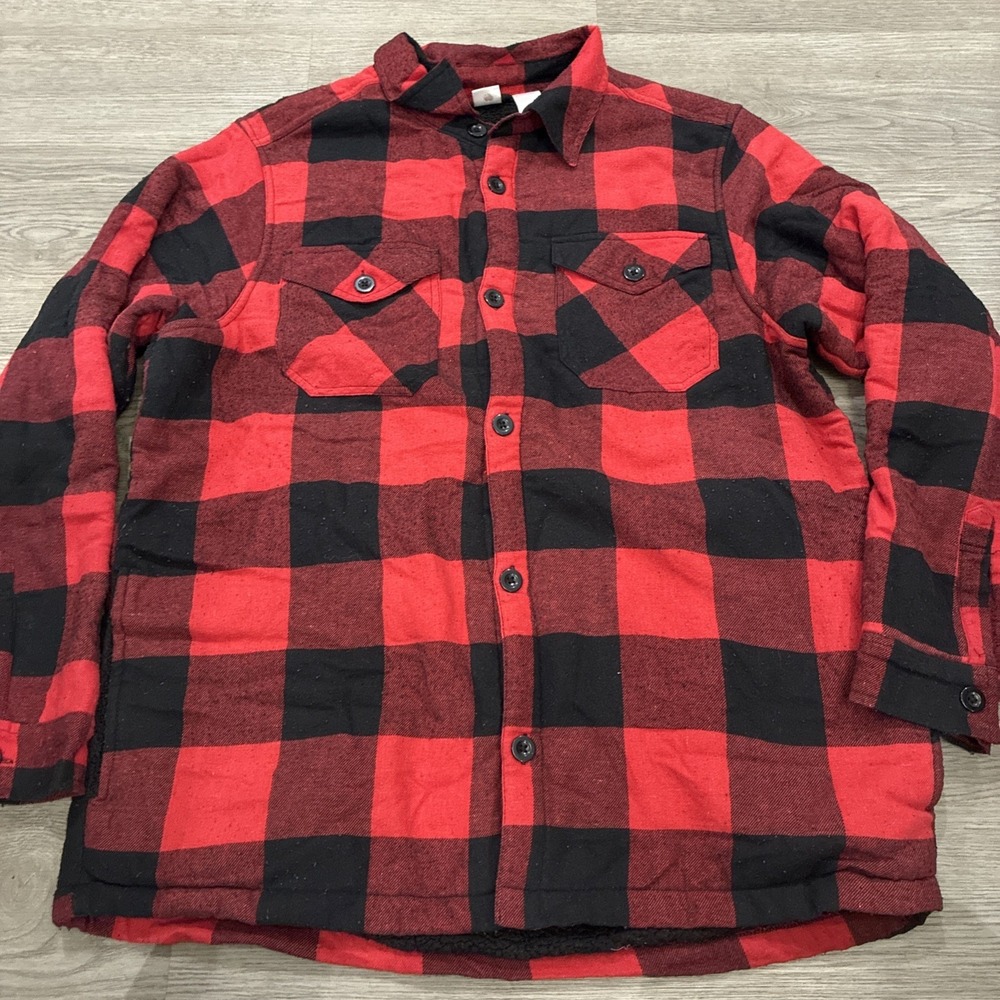 Highland Originals Shirt Mens Fleece Lined Flannel Buffalo Plaid | Size L